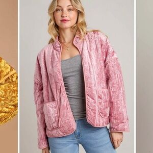 UMGEE Open Front Discreet Floral Light Mauve Velvet Jacket, Medium